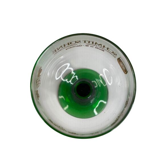 Vintage Luminarc Green Stem Rib Beehive Gold Grapevine Wine Glasses Lot Of 4 - Picture 3 of 6